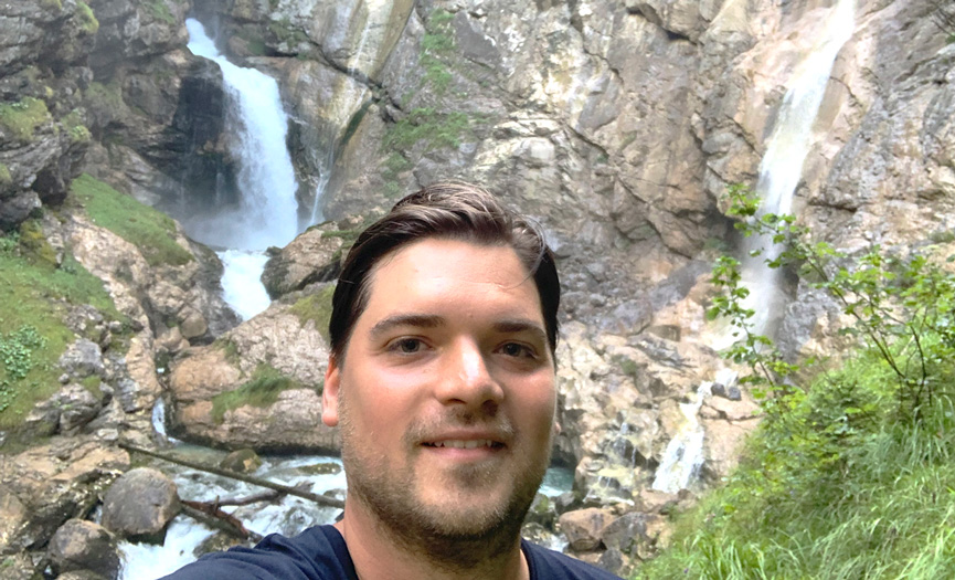 Anton Pagi at Hallstatt Waterfall